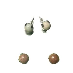 Brown Jasper & Light Jade Stud Earrings